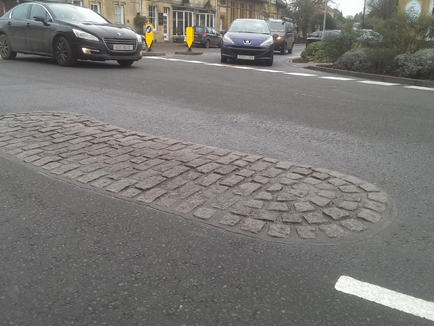 Quicksetts cobblestone traffic islands and lane Delineation