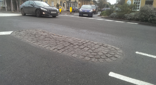 Quicksetts cobblestone traffic islands and lane Delineation