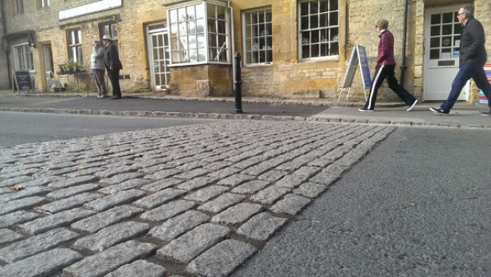 a contemporary nice looking cobblestone speed table