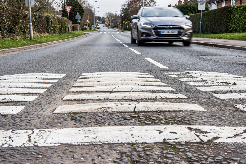 BUMP STRIPS ON A UK ROAD